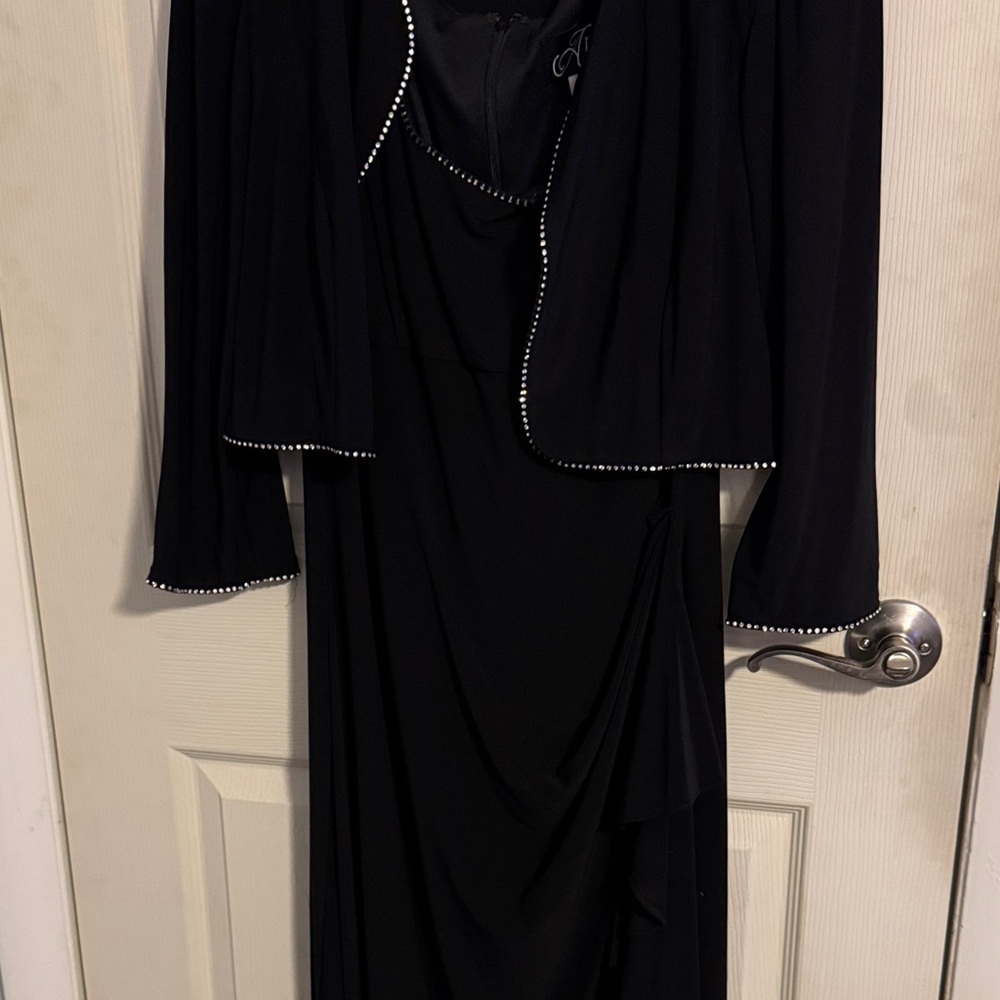 Alex Evenings Black Dress with Rhinestone Accents